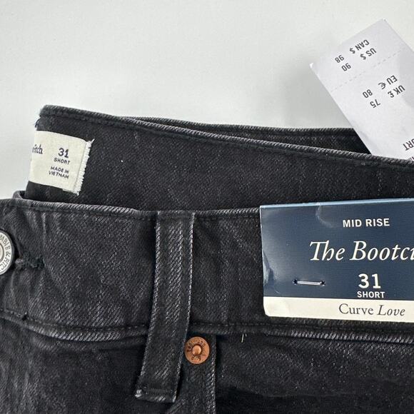 Abercrombie & Fitch Women's Black Curve Love Mid Rise Bootcut Jeans Size 31 - Picture 4 of 12